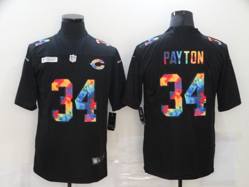Men Chicago Bears 34 Payton Rainbow Edition black 2020 Nike NFL Jerseys